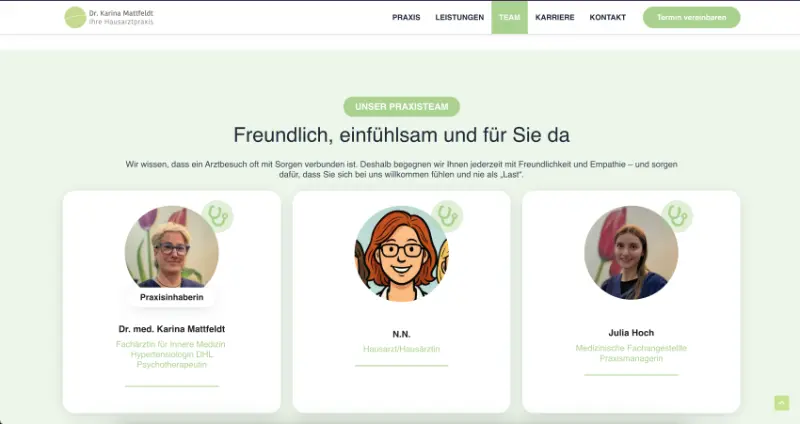 Website Detail Ansicht